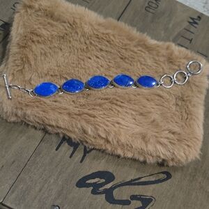 Blue Lapis And Sterling Silver Navajo Bracelet